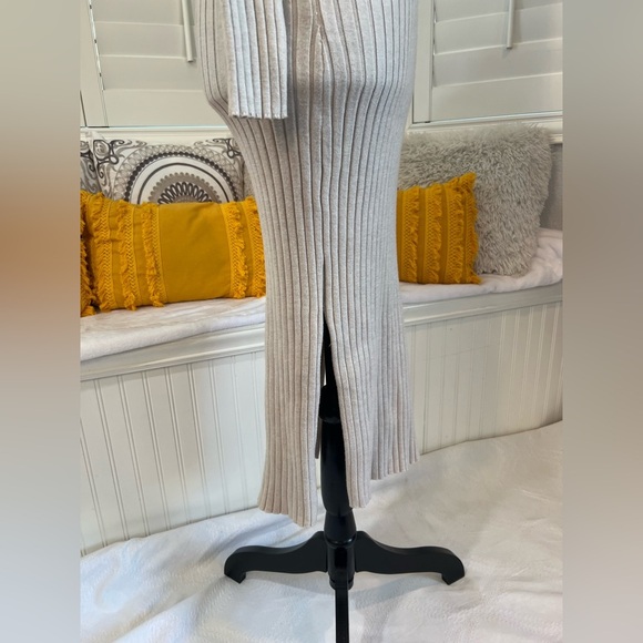 Sam Edelman Rib-Knit Long Sleeve Sweater Dress - Cream - Picture 7 of 15